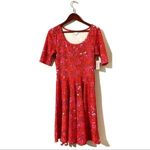 Y2K Neon Floral Lularoe Nicole Fit and Flare Dress size L